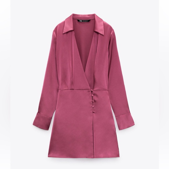 Zara Mauve Satin Wrap Dress - Picture 1 of 1